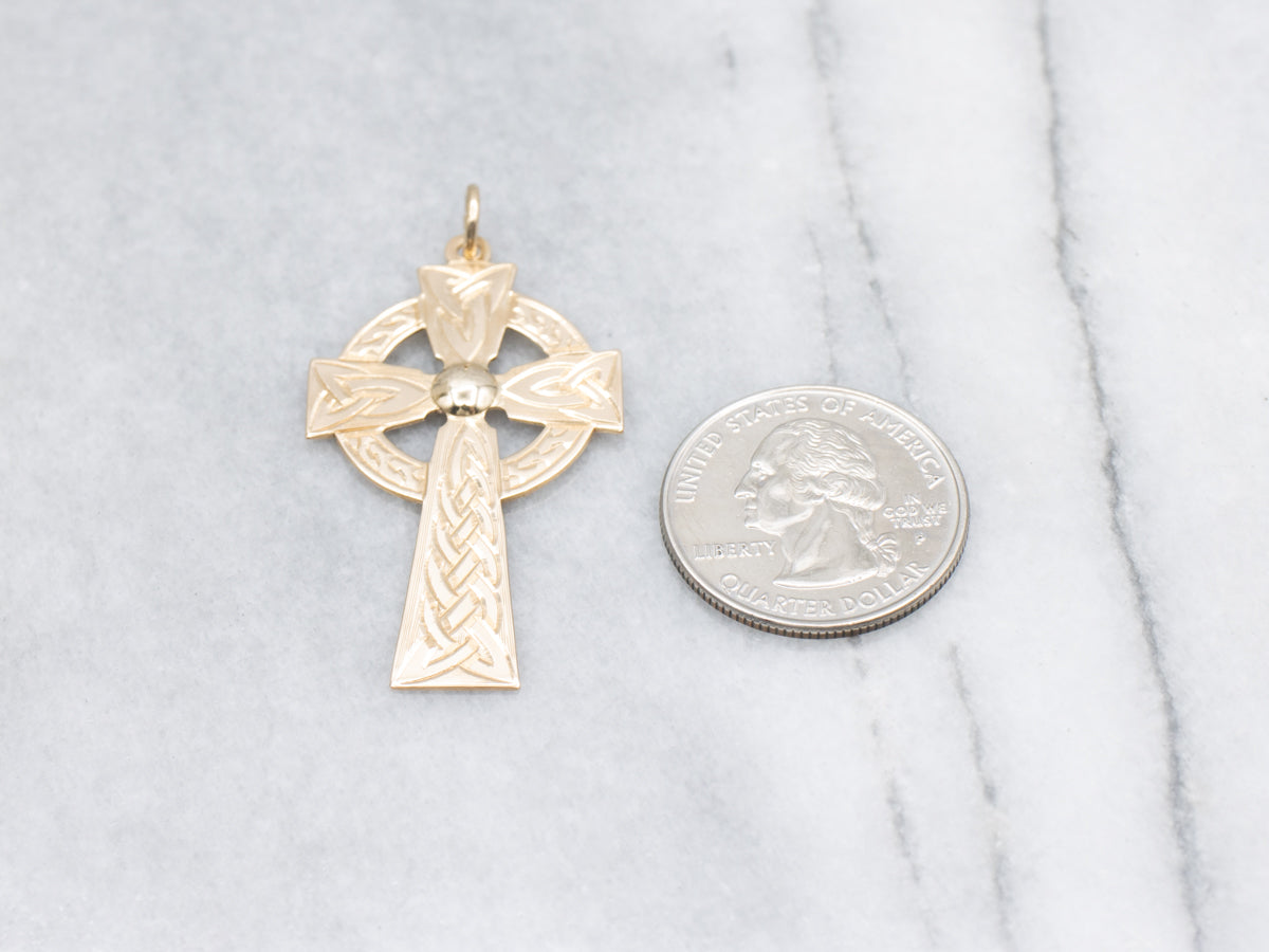 Unisex Gold Celtic Cross Pendant