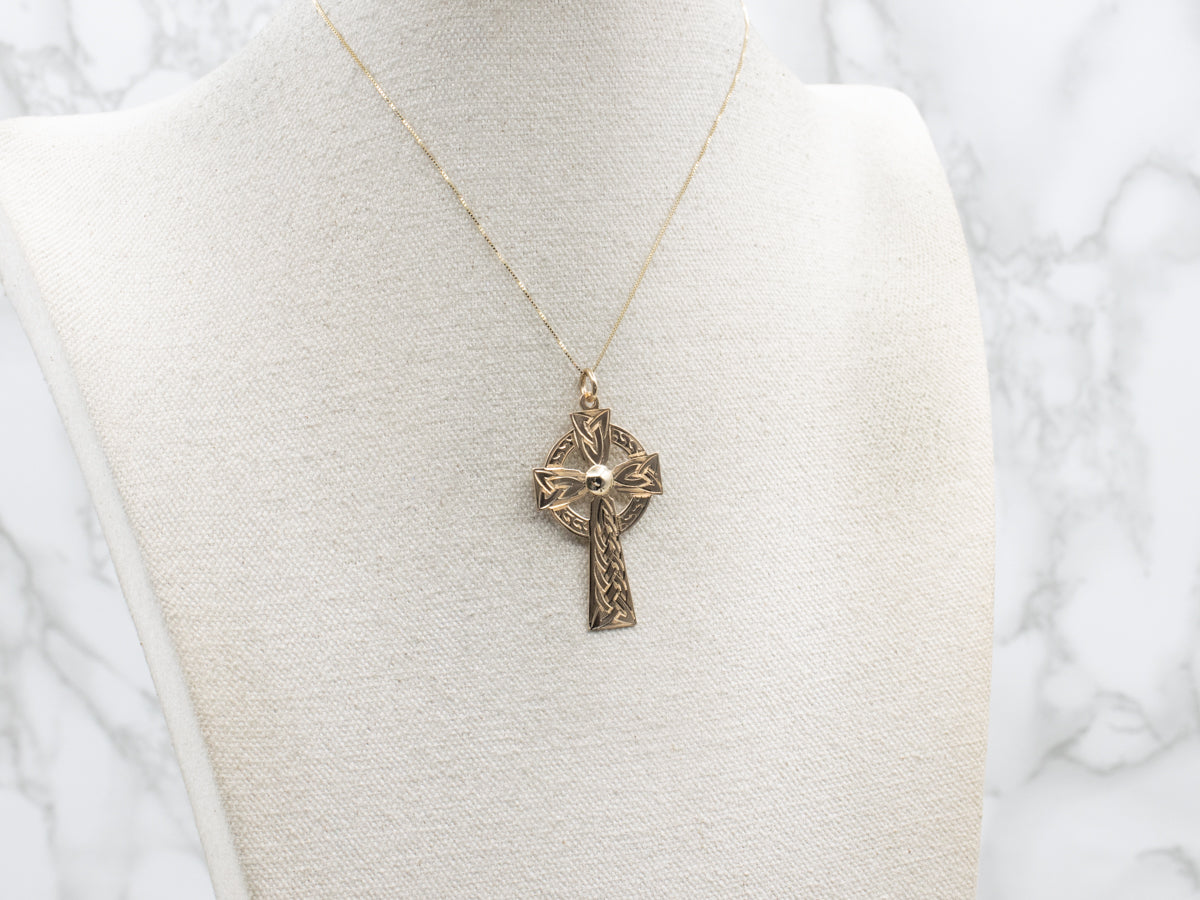 Unisex Gold Celtic Cross Pendant