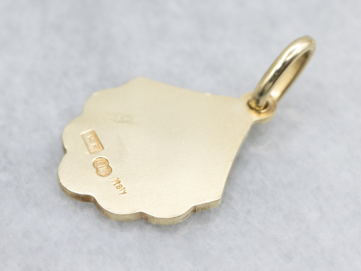 Italian Gold Sacred Heart Religious Medallion