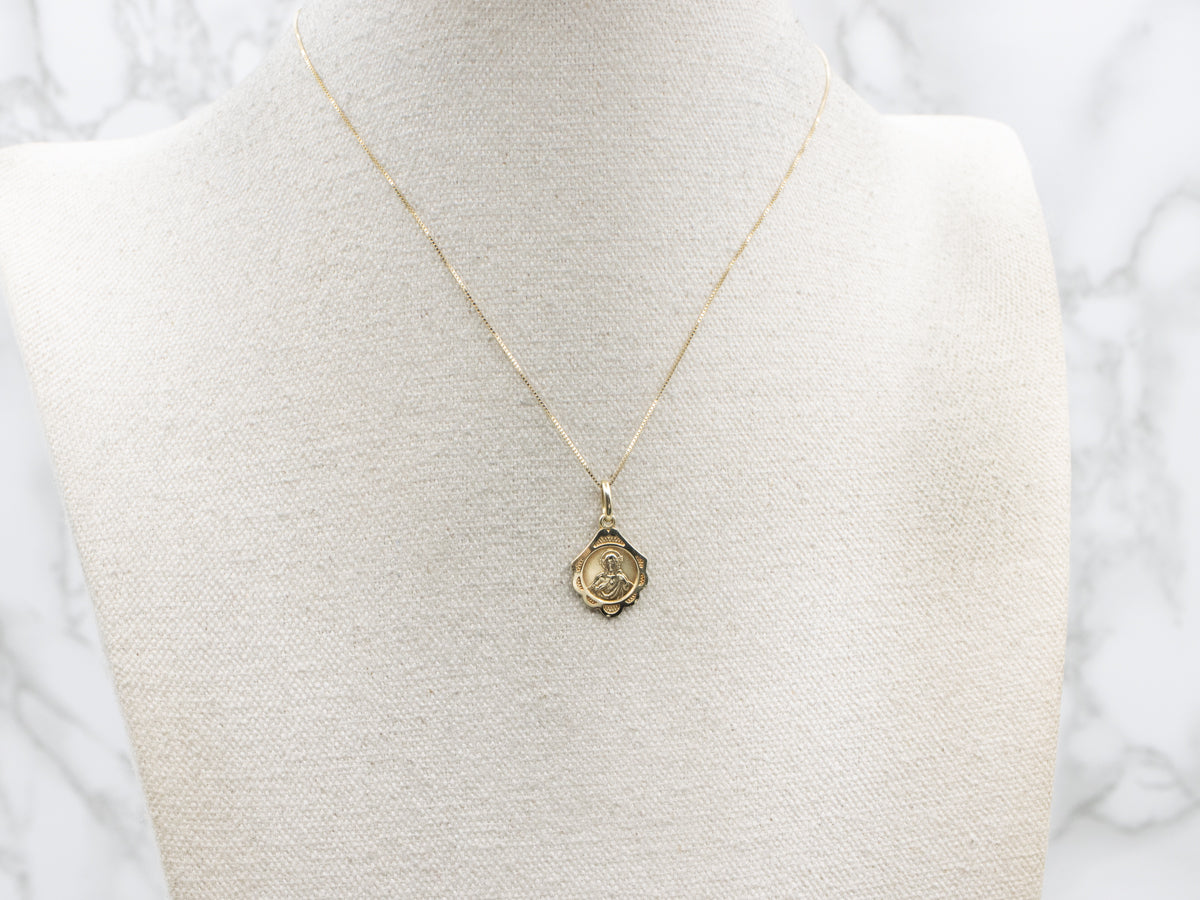 Italian Gold Sacred Heart Religious Medallion