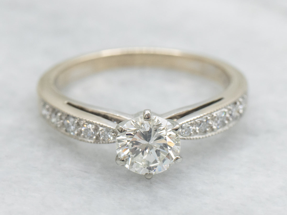 Modern Round Brilliant Diamond White Gold Engagement Ring