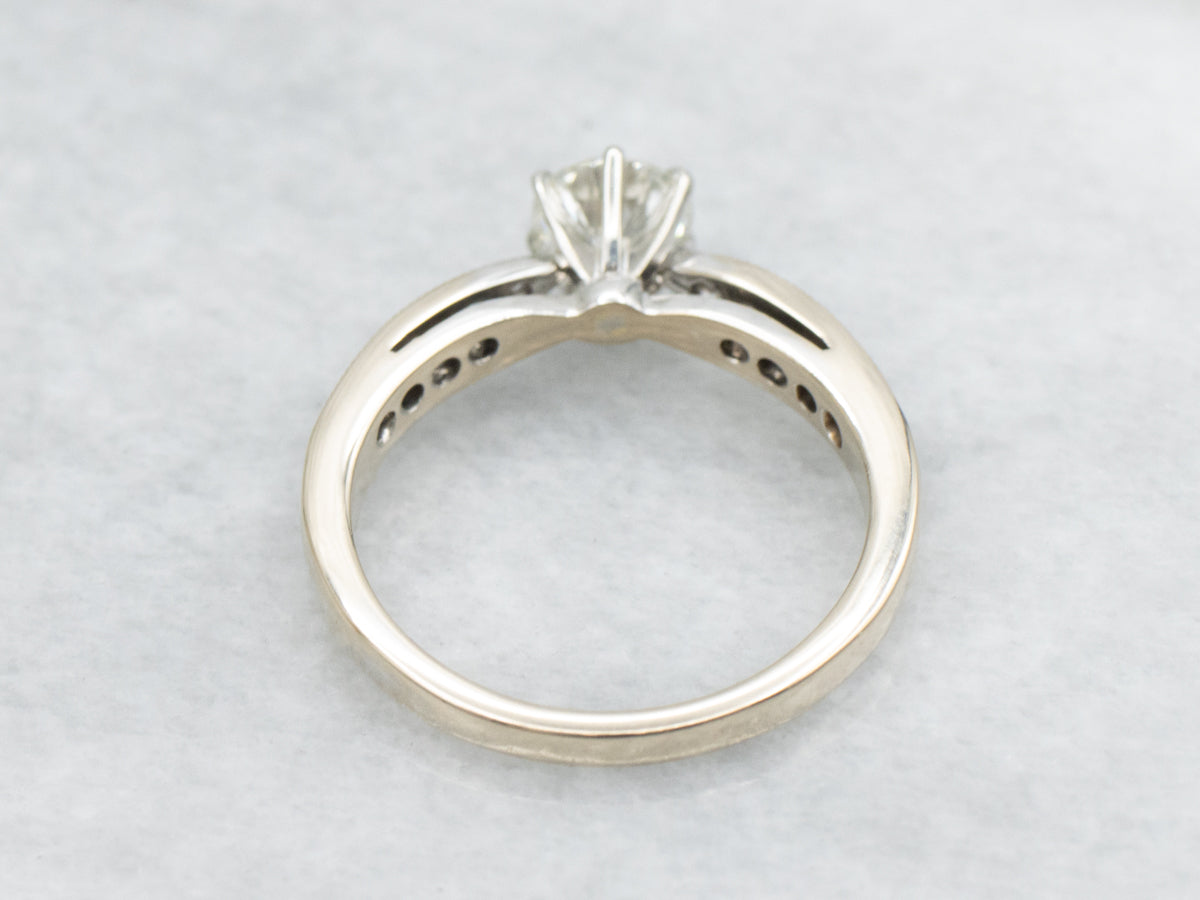 Modern Round Brilliant Diamond White Gold Engagement Ring