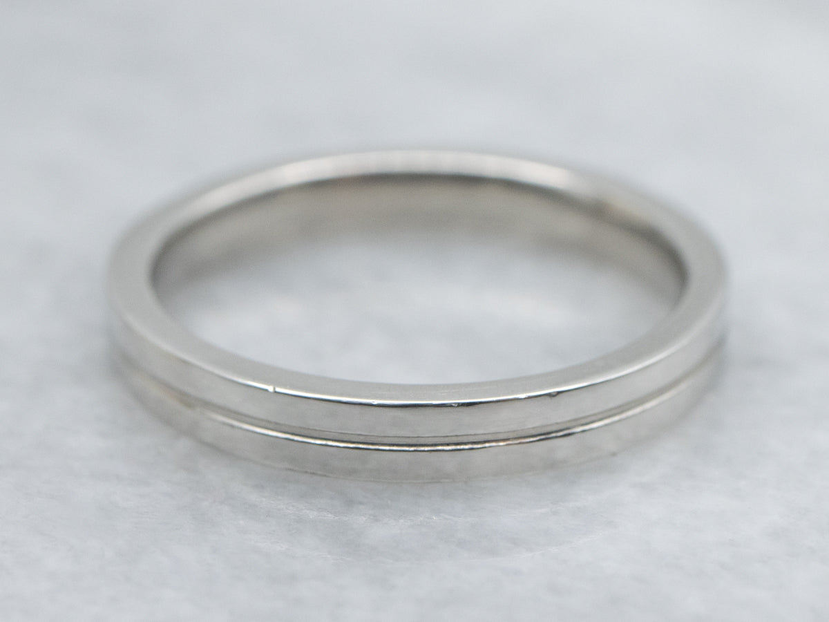 Platinum Band With Grooved Center