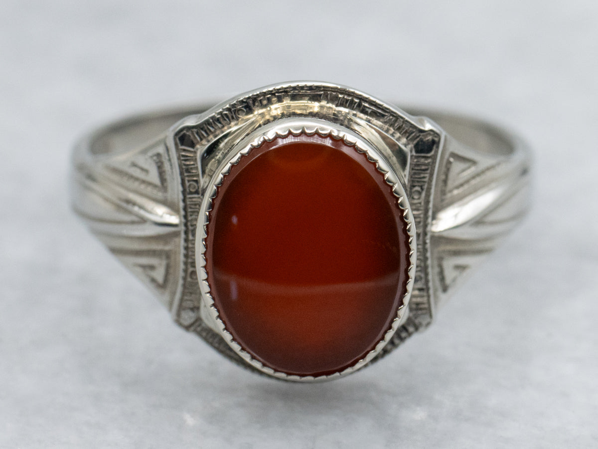Belais Carnelian Art Deco Era Solitaire Ring