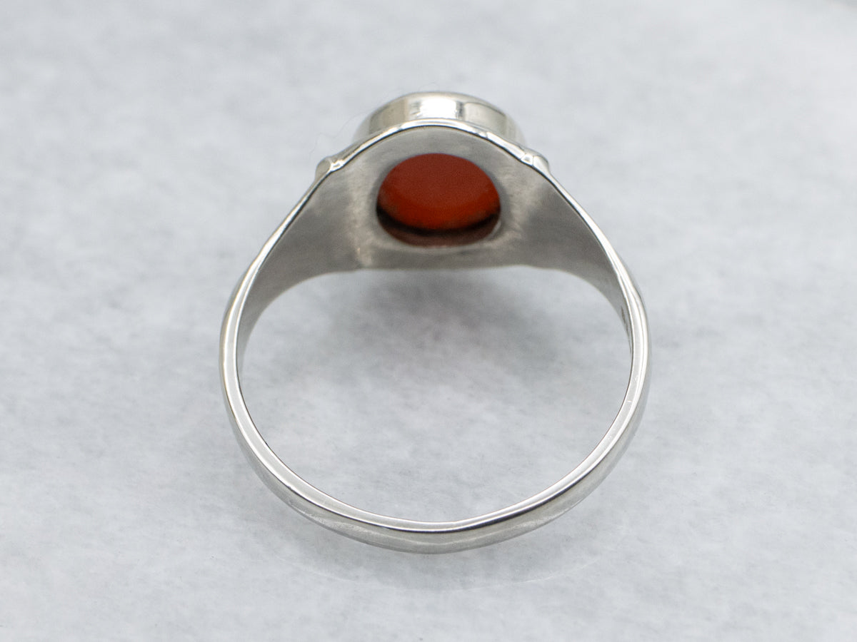 Belais Carnelian Art Deco Era Solitaire Ring