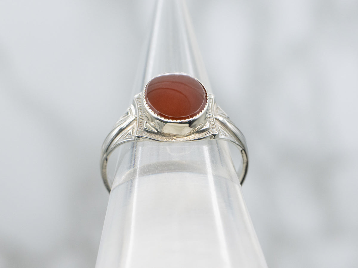 Belais Carnelian Art Deco Era Solitaire Ring