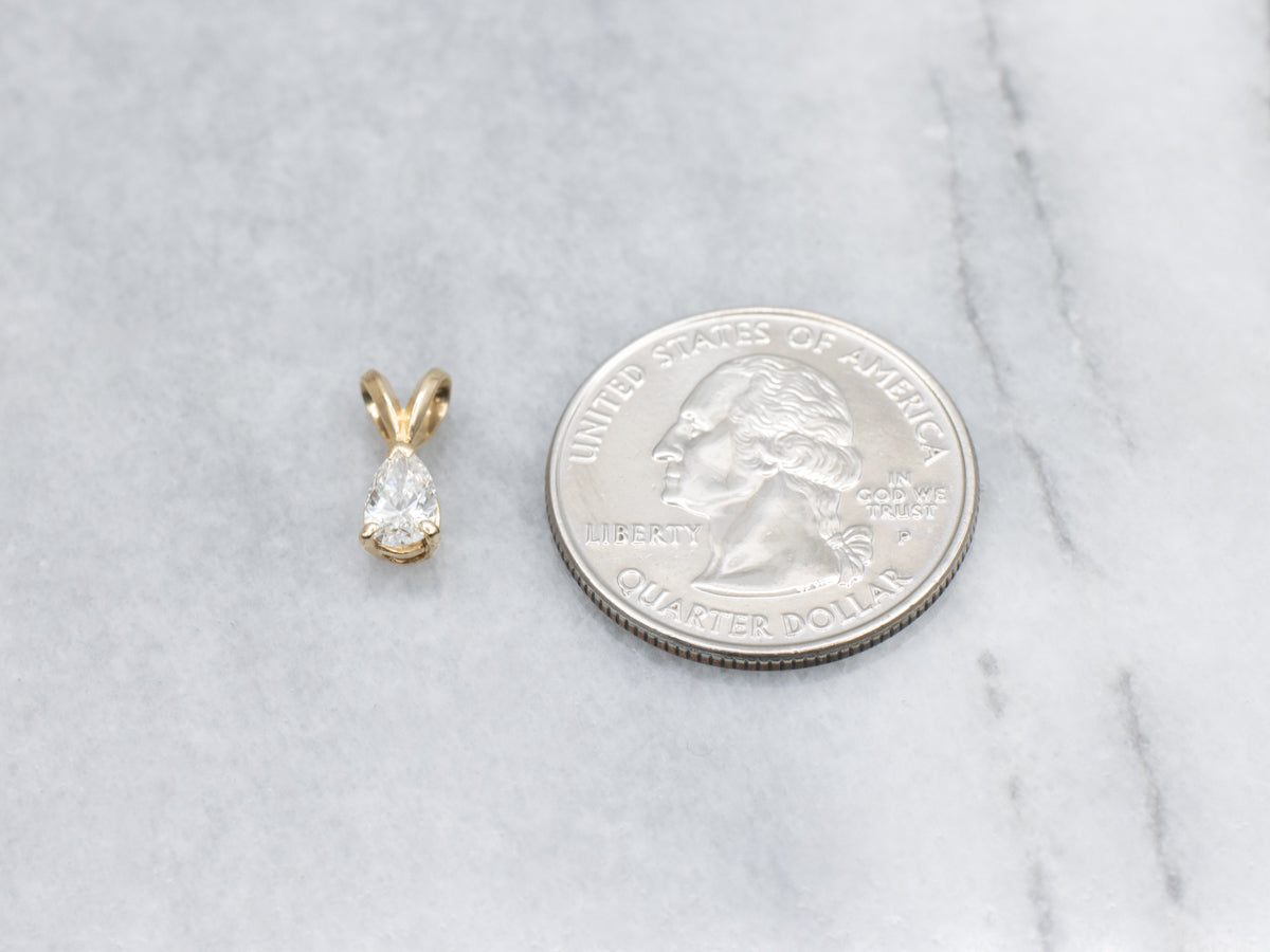Pear-Cut Diamond Yellow Gold Solitaire Pendant