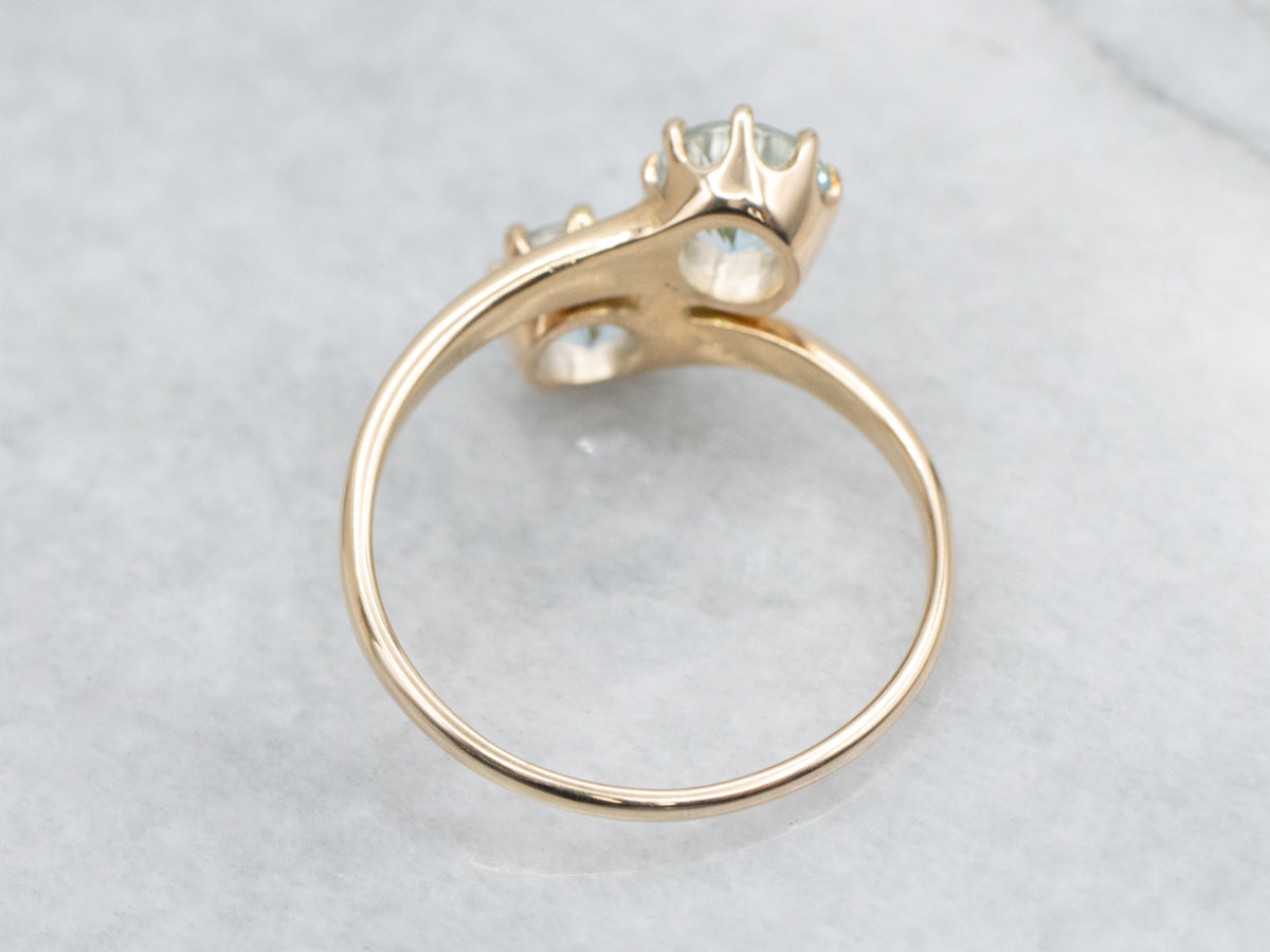 Vintage Blue Topaz Yellow Gold Bypass Ring