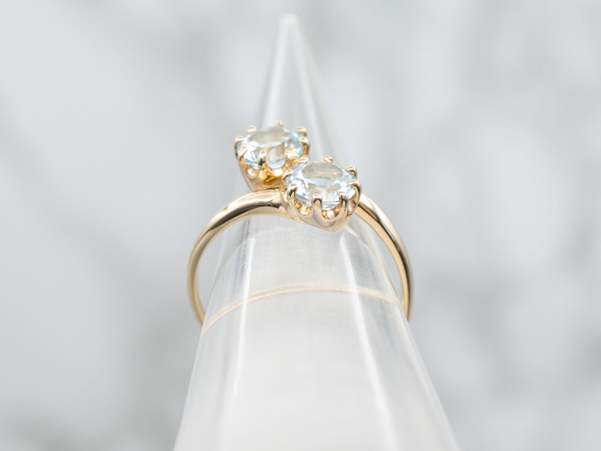 Vintage Blue Topaz Yellow Gold Bypass Ring