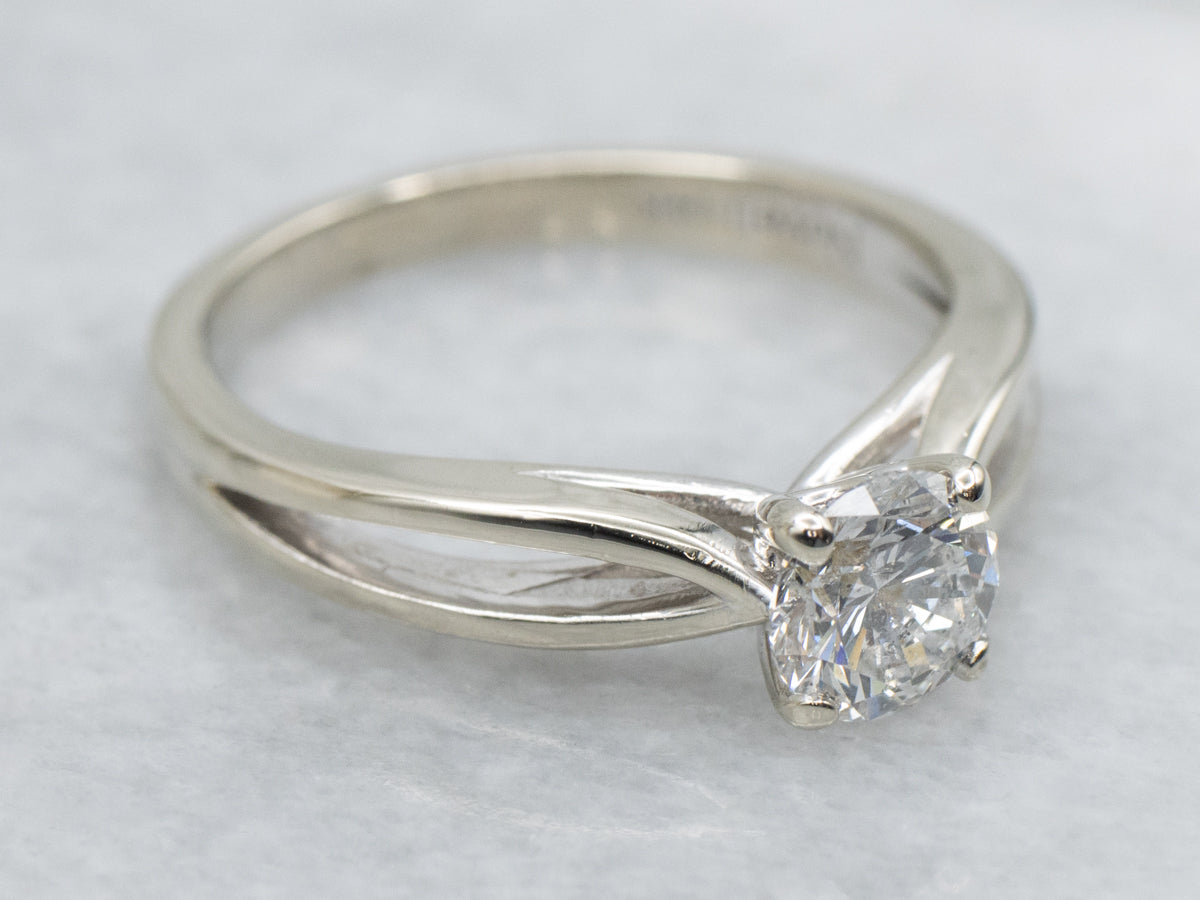 Sleek White Gold Round Brilliant Diamond Solitaire Engagement Ring