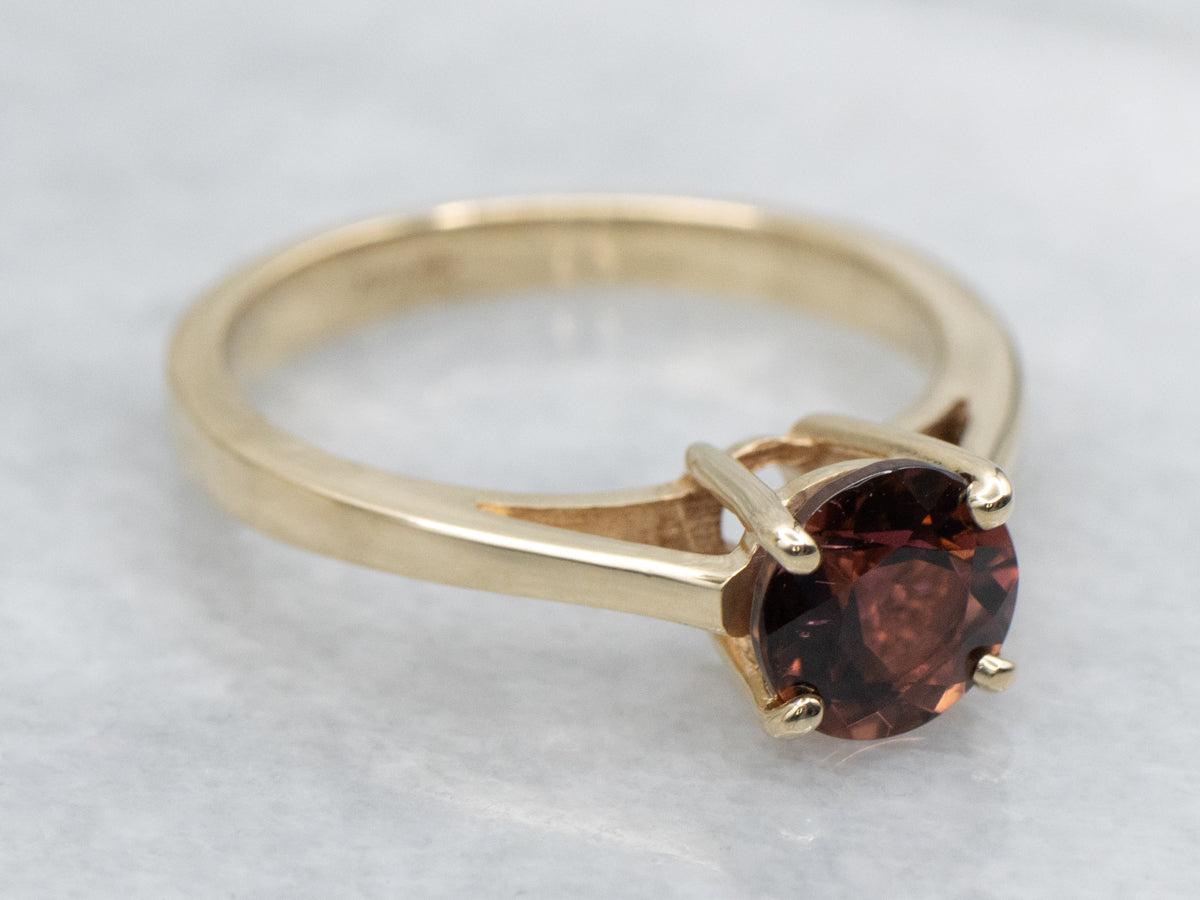Bi-Color Tourmaline Yellow Gold Solitaire Ring