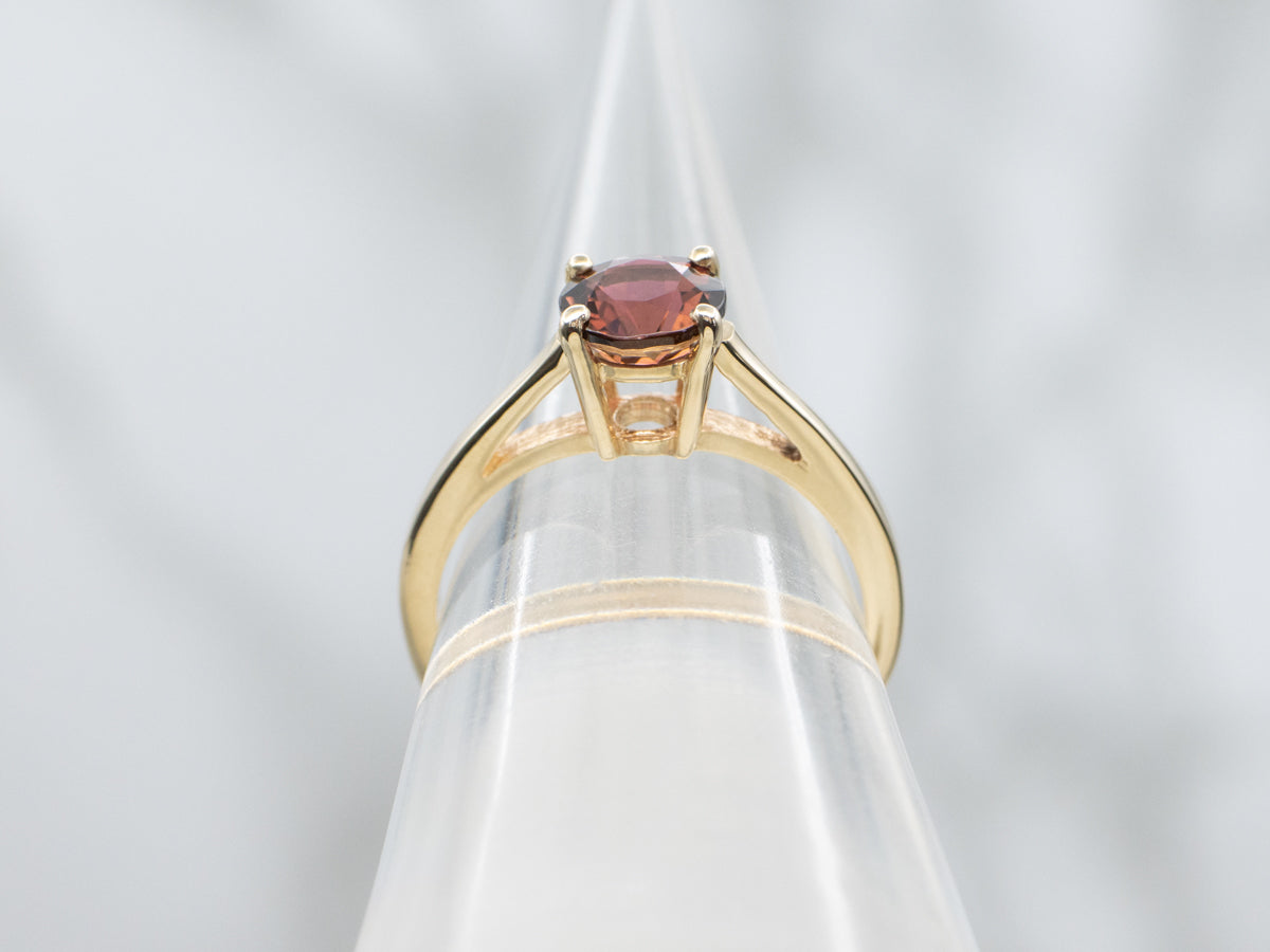 Bi-Color Tourmaline Yellow Gold Solitaire Ring