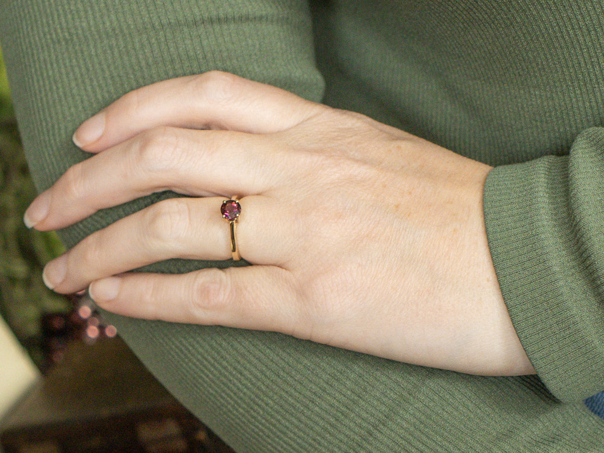 Bi-Color Tourmaline Yellow Gold Solitaire Ring