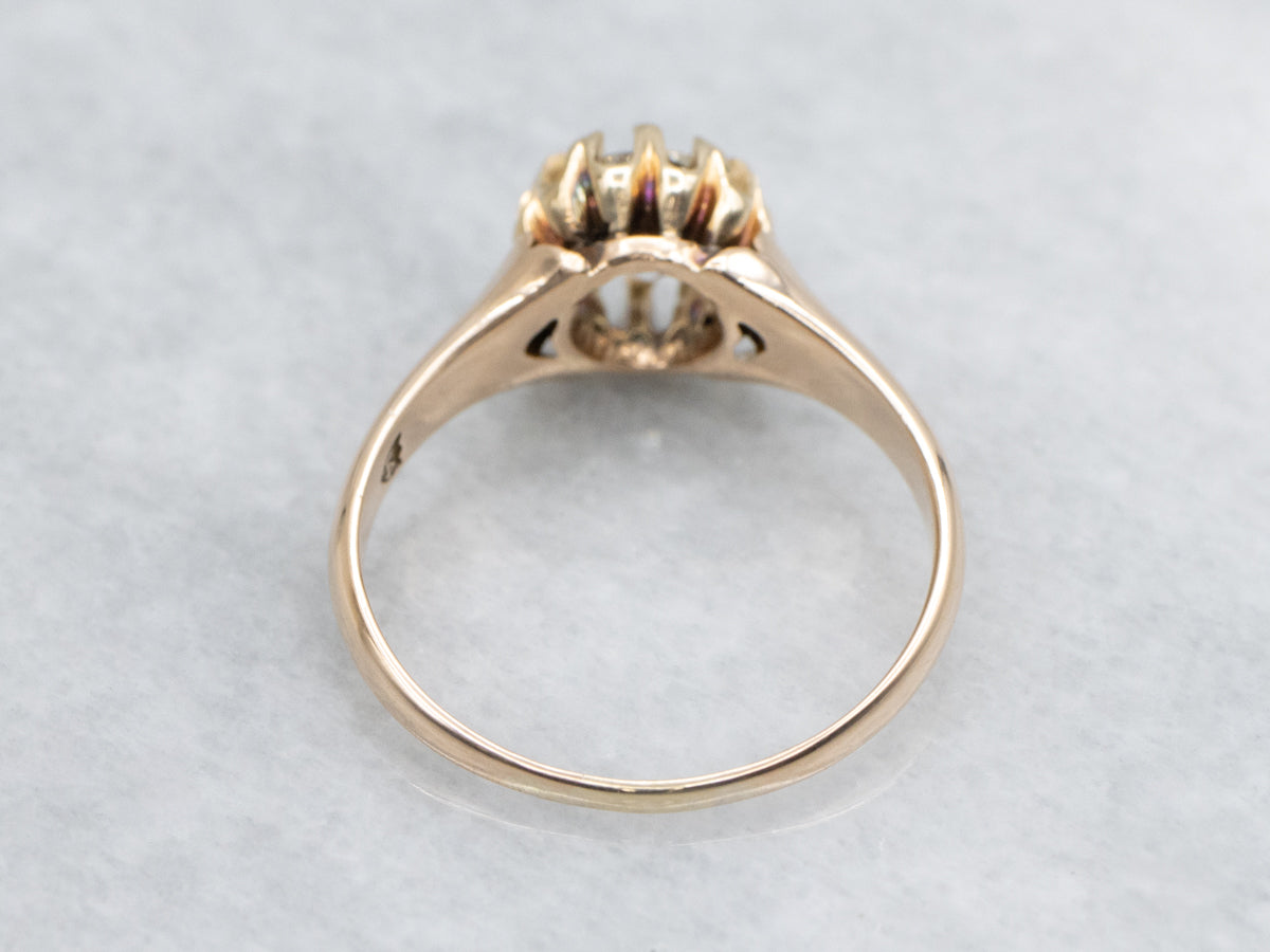 Antique Gold Belcher Set Diamond Solitaire Engagement Ring