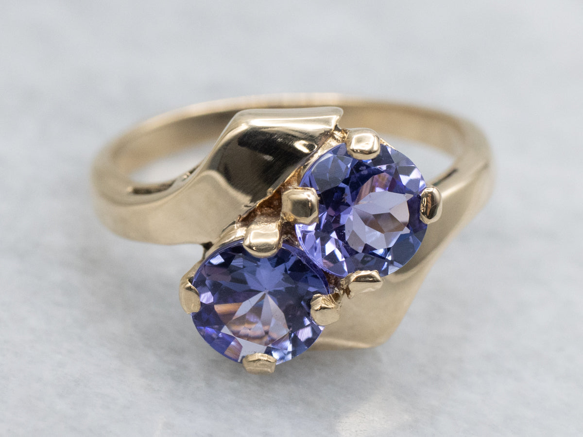 Vintage Gold and Tanzanite Bypass Ring