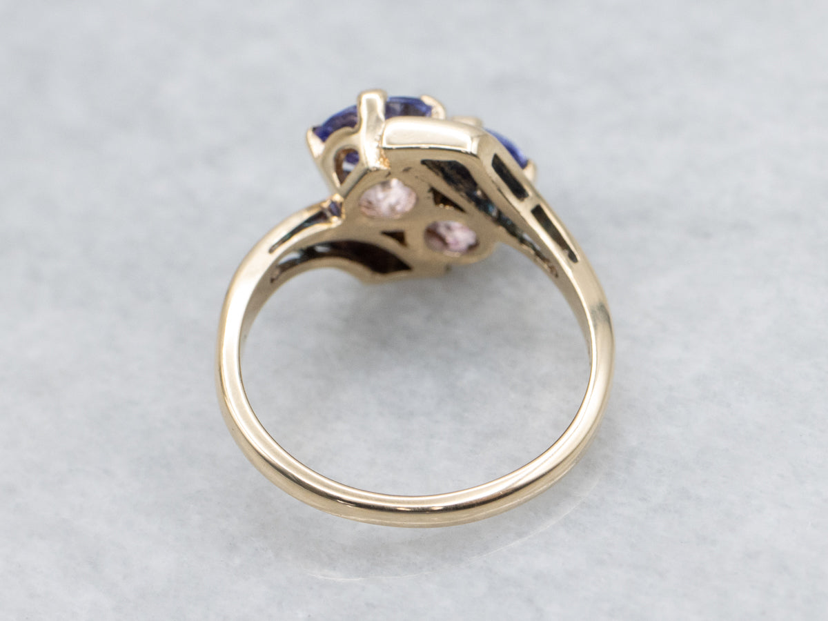 Vintage Gold and Tanzanite Bypass Ring