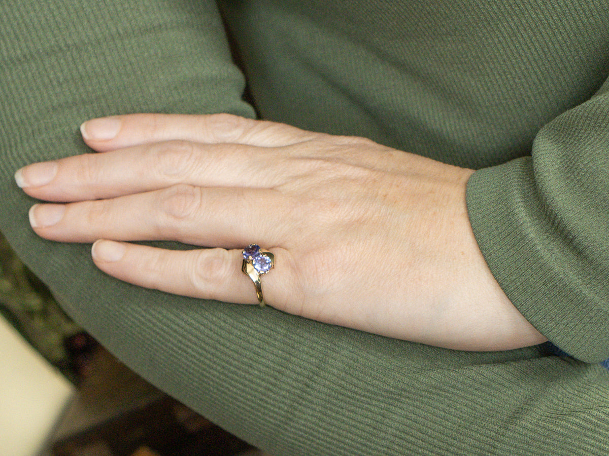 Vintage Gold and Tanzanite Bypass Ring