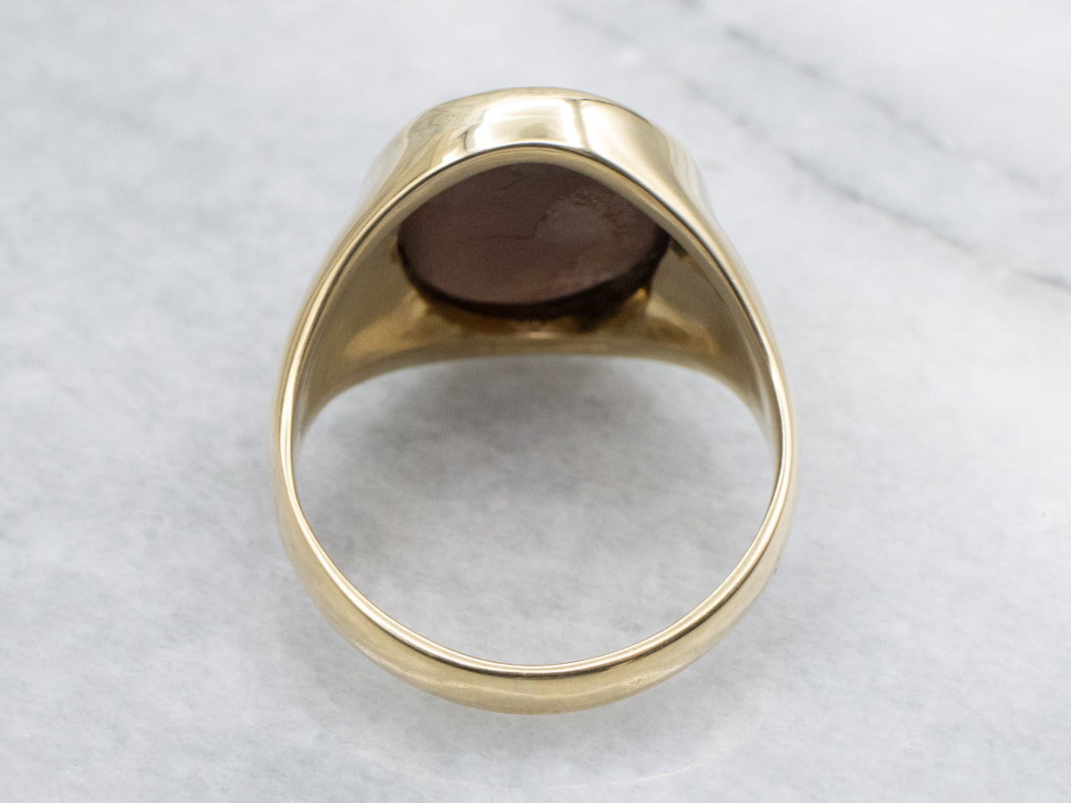 Unisex Scapolite Cat's Eye Yellow Gold Statement Ring