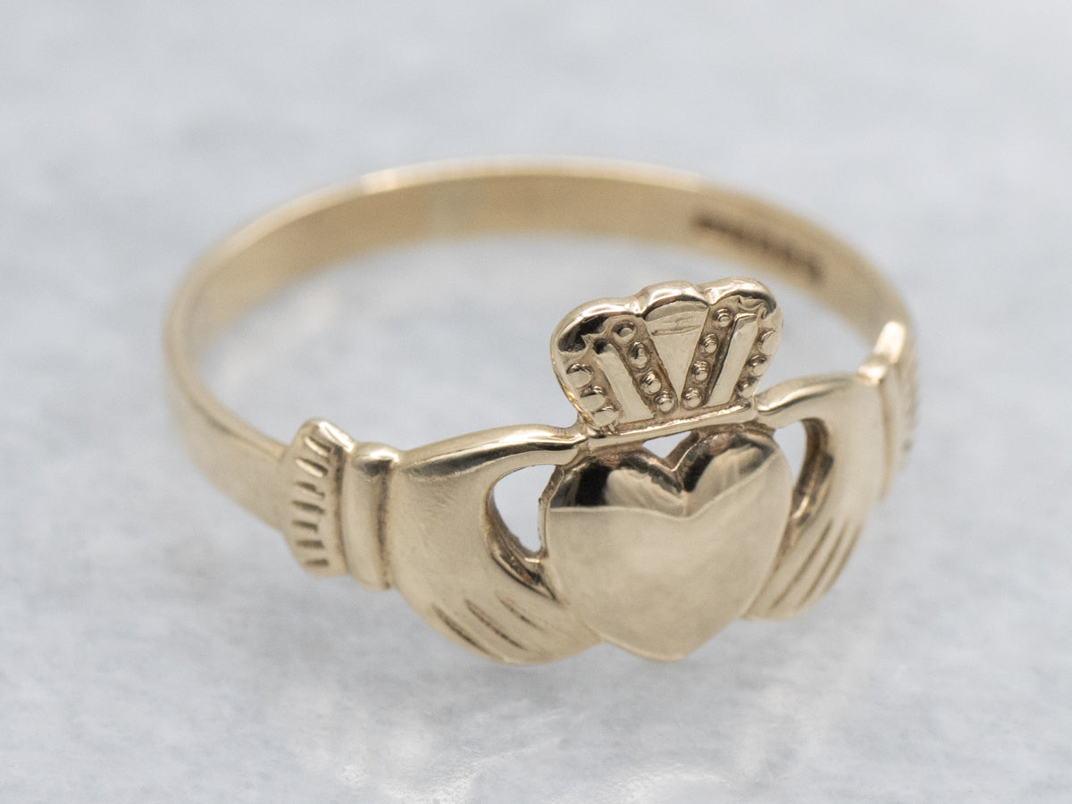 Classic Yellow Gold Irish Claddagh Ring