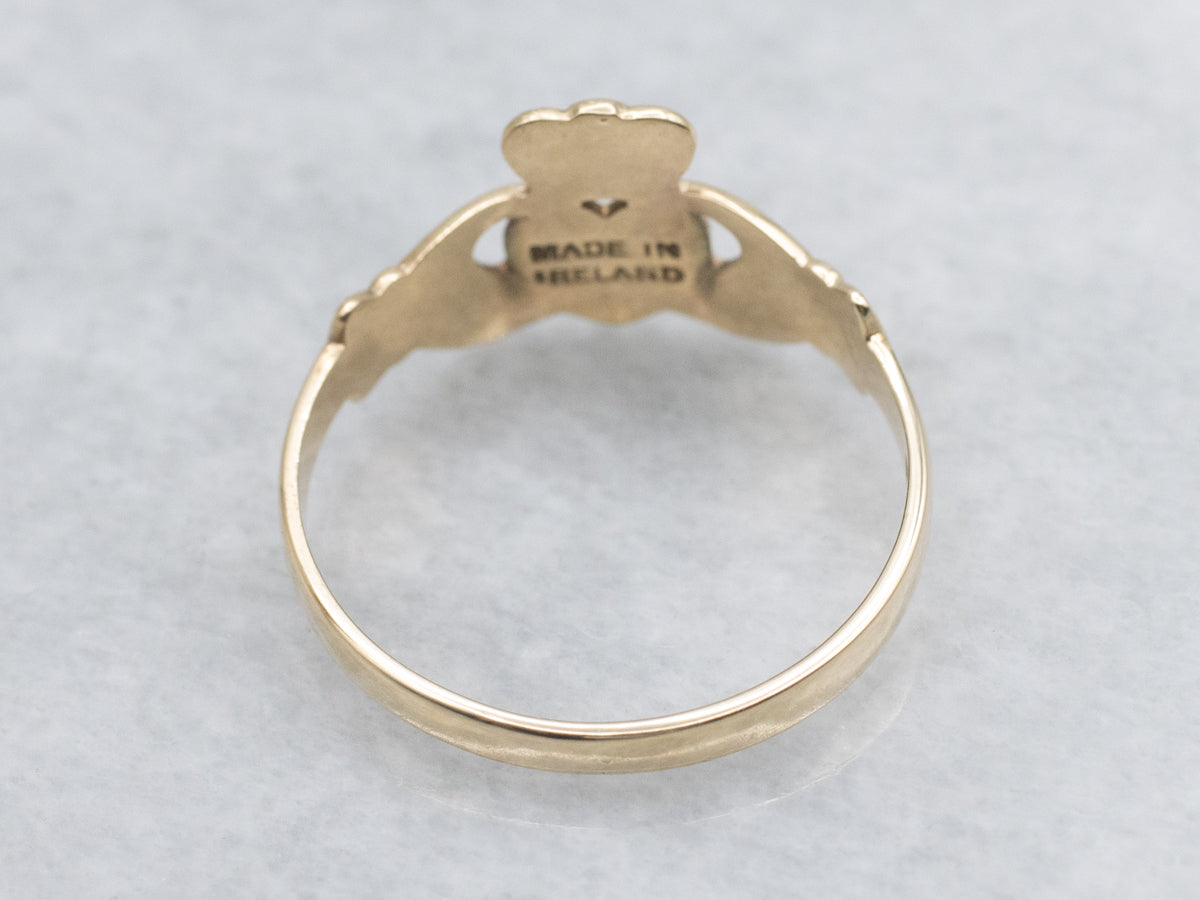 Classic Yellow Gold Irish Claddagh Ring