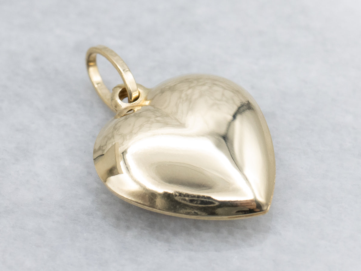 Yellow Gold Puffy Heart Pendant