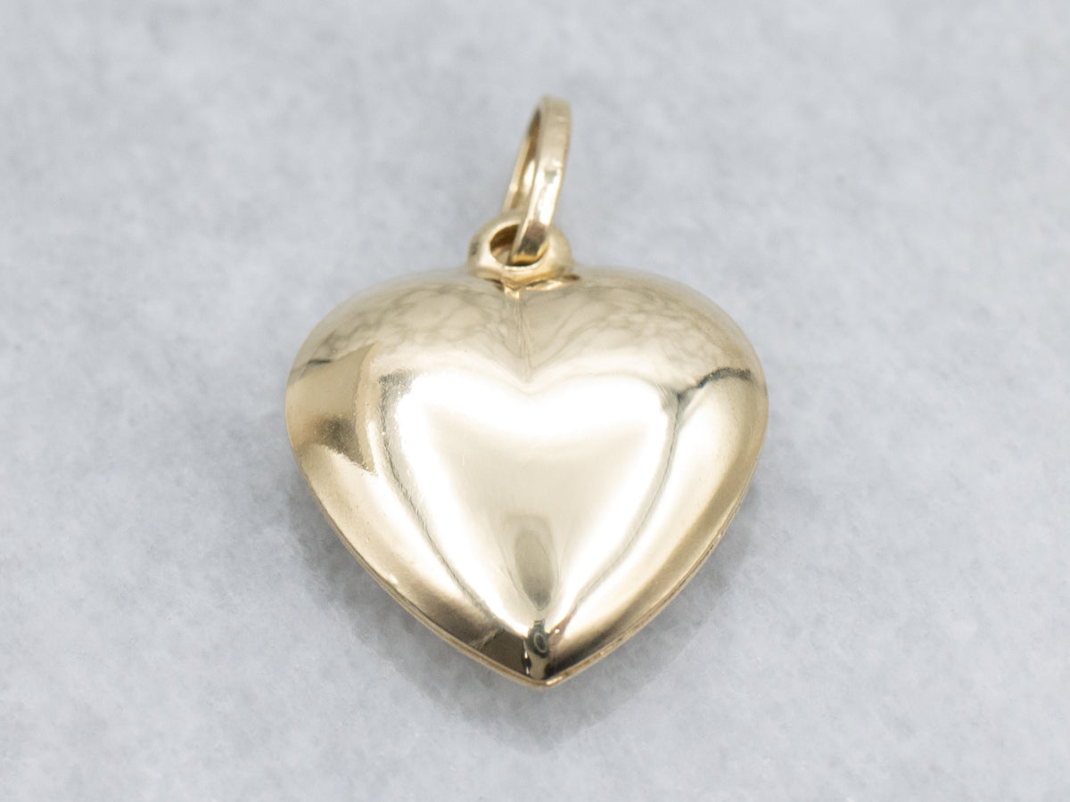 Yellow Gold Puffy Heart Pendant