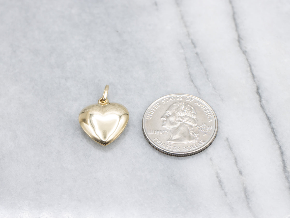 Yellow Gold Puffy Heart Pendant