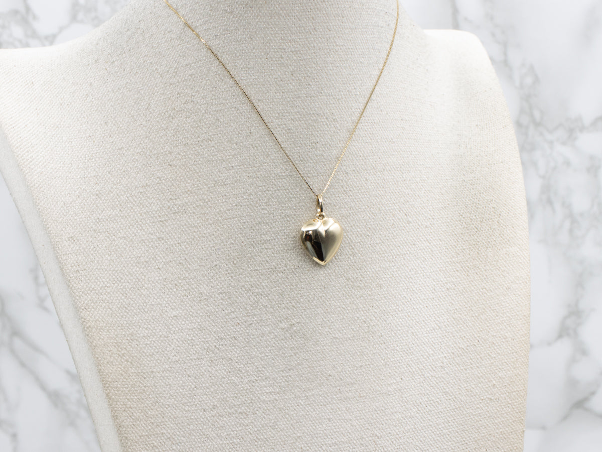 Yellow Gold Puffy Heart Pendant