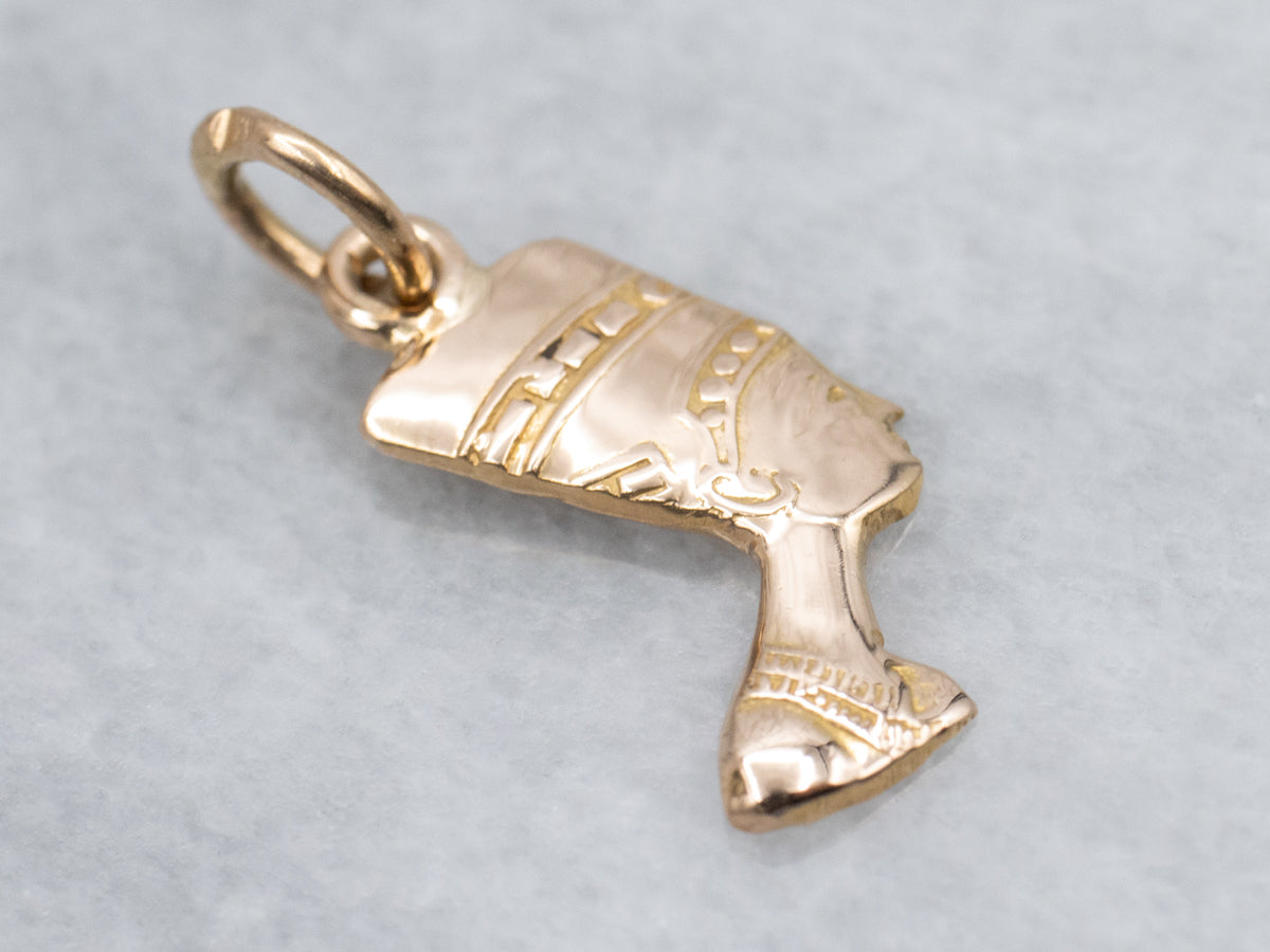 Egyptian Queen Nefertiti Yellow Gold Pendant