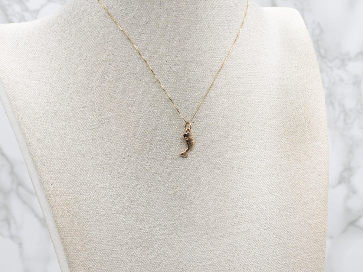 Egyptian Queen Nefertiti Yellow Gold Pendant
