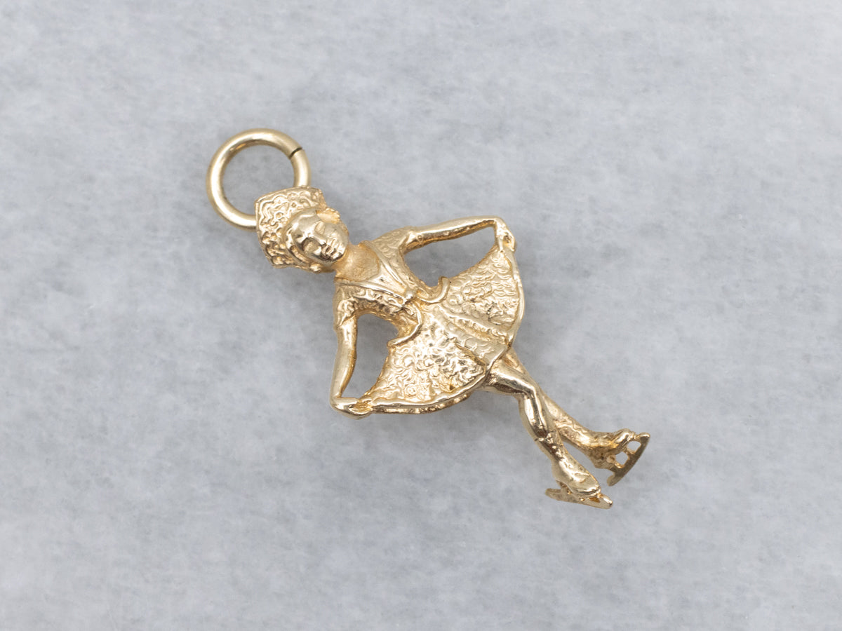 Yellow Gold Ice Skater Charm Pendant
