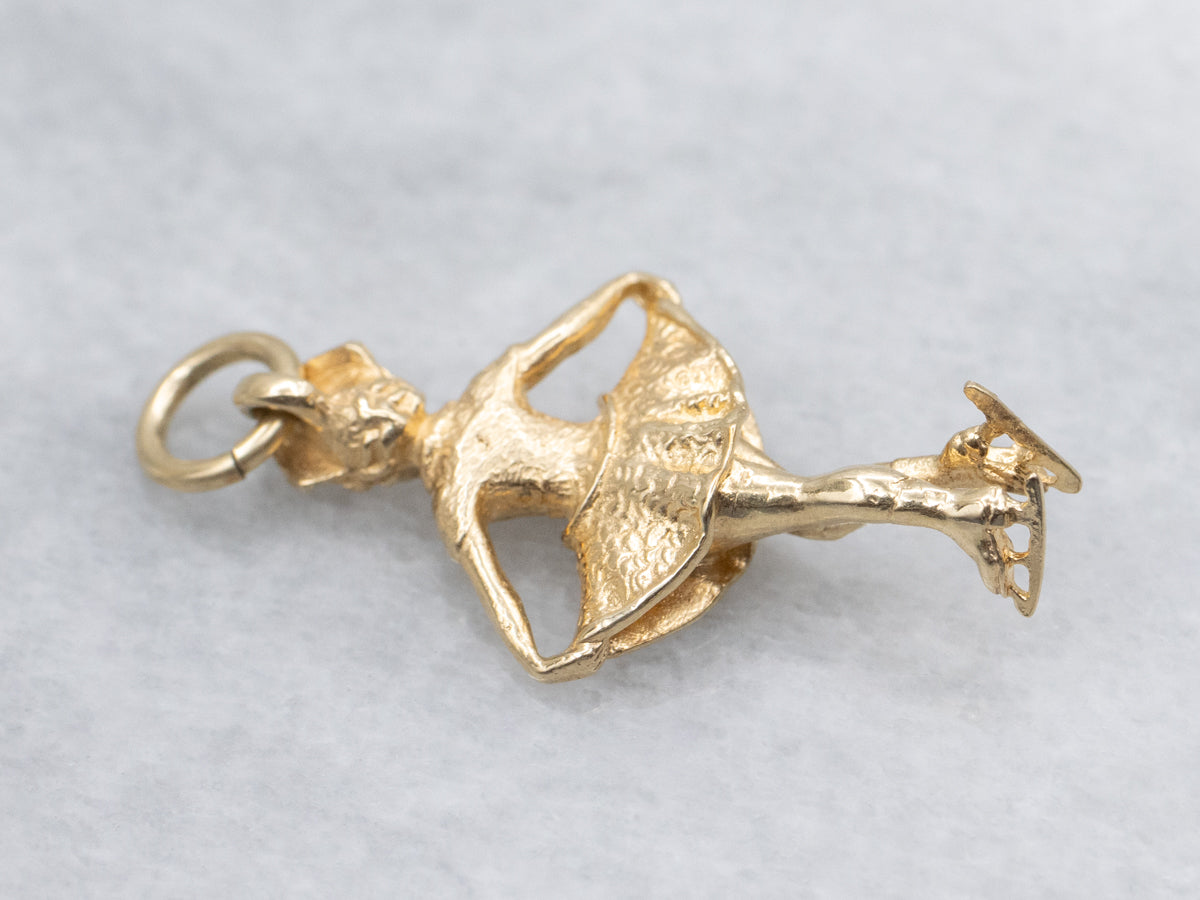 Yellow Gold Ice Skater Charm Pendant