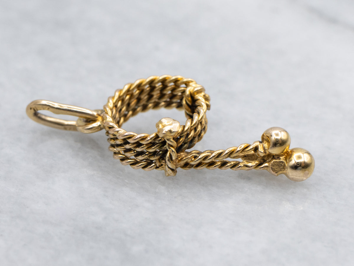 Yellow Gold Rolled Coiled Rope Charm Pendant