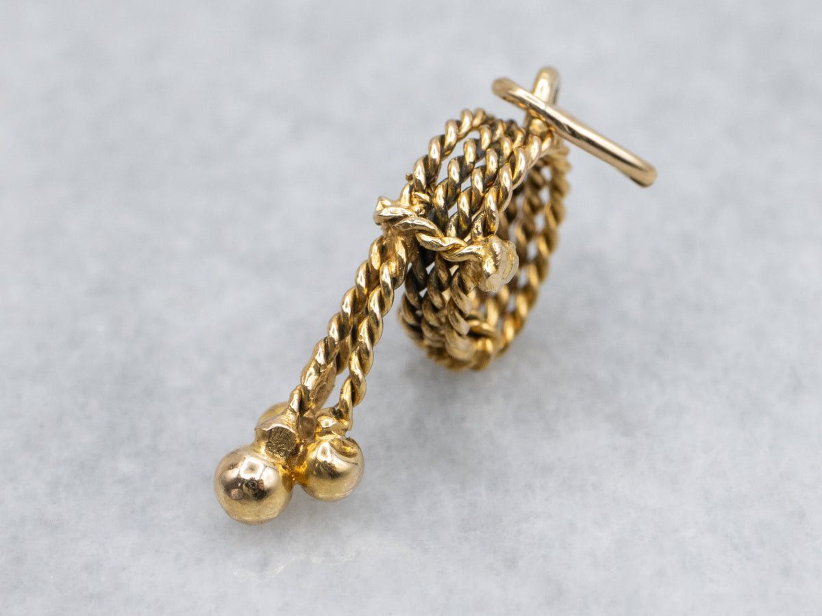 Yellow Gold Rolled Coiled Rope Charm Pendant