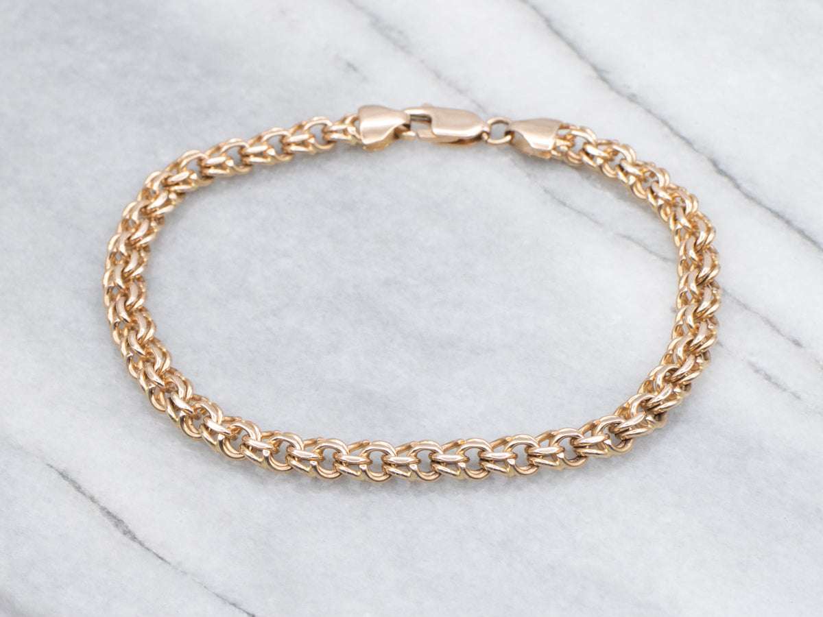 Polished Rose Gold Woven Link Bracelet