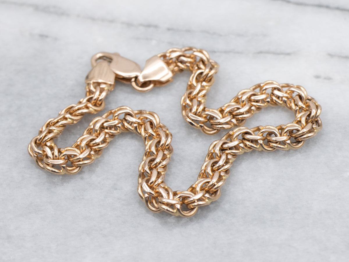 Polished Rose Gold Woven Link Bracelet
