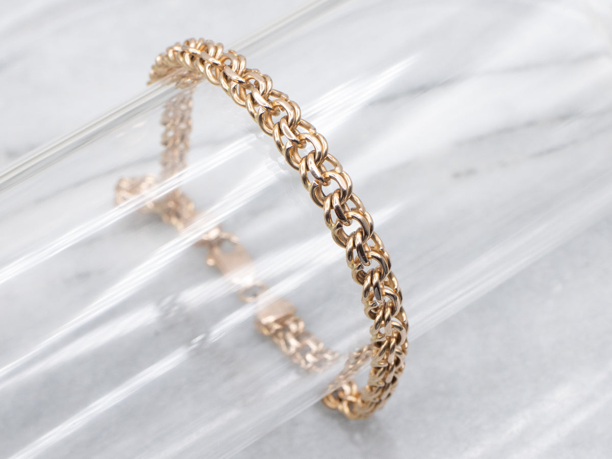 Polished Rose Gold Woven Link Bracelet