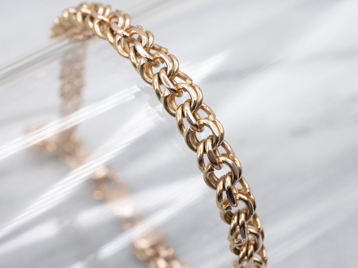 Polished Rose Gold Woven Link Bracelet