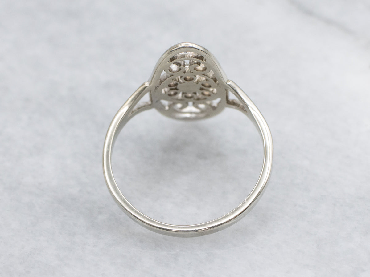 White Gold Scrolling Diamond Filigree Ring