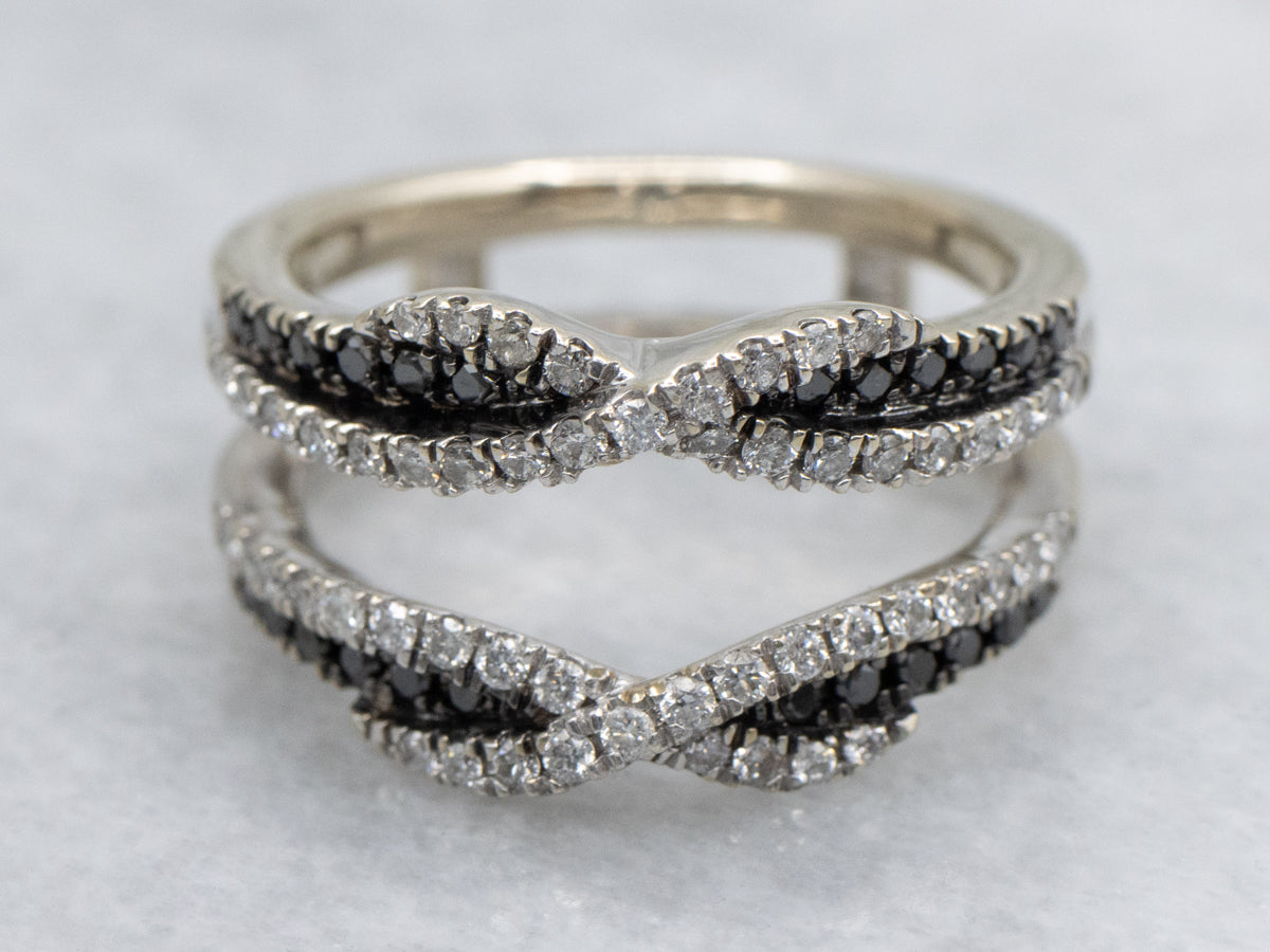 Modern Black and White Diamond Enhancer Band