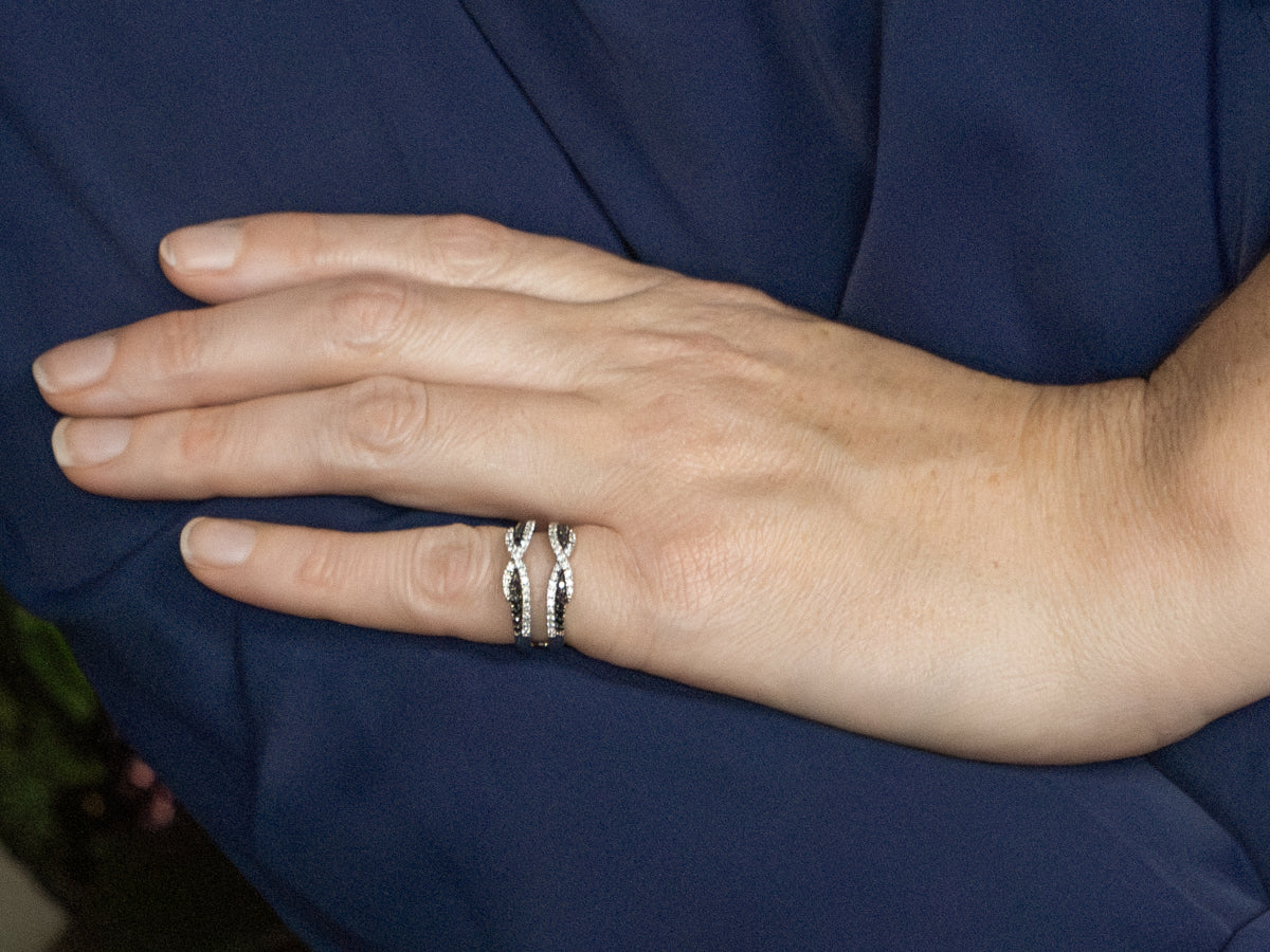 Modern Black and White Diamond Enhancer Band