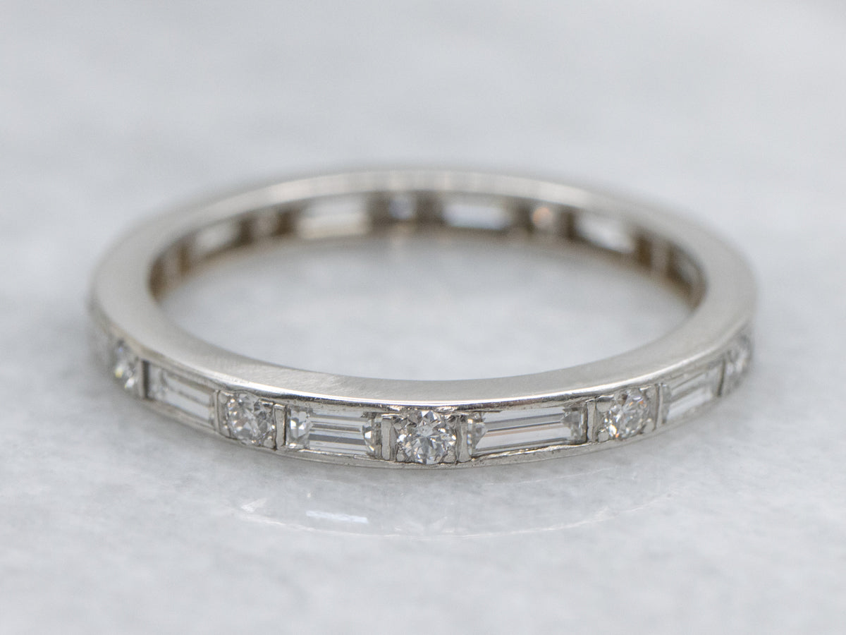 Mixed Cut Platinum and Diamond Eternity Band