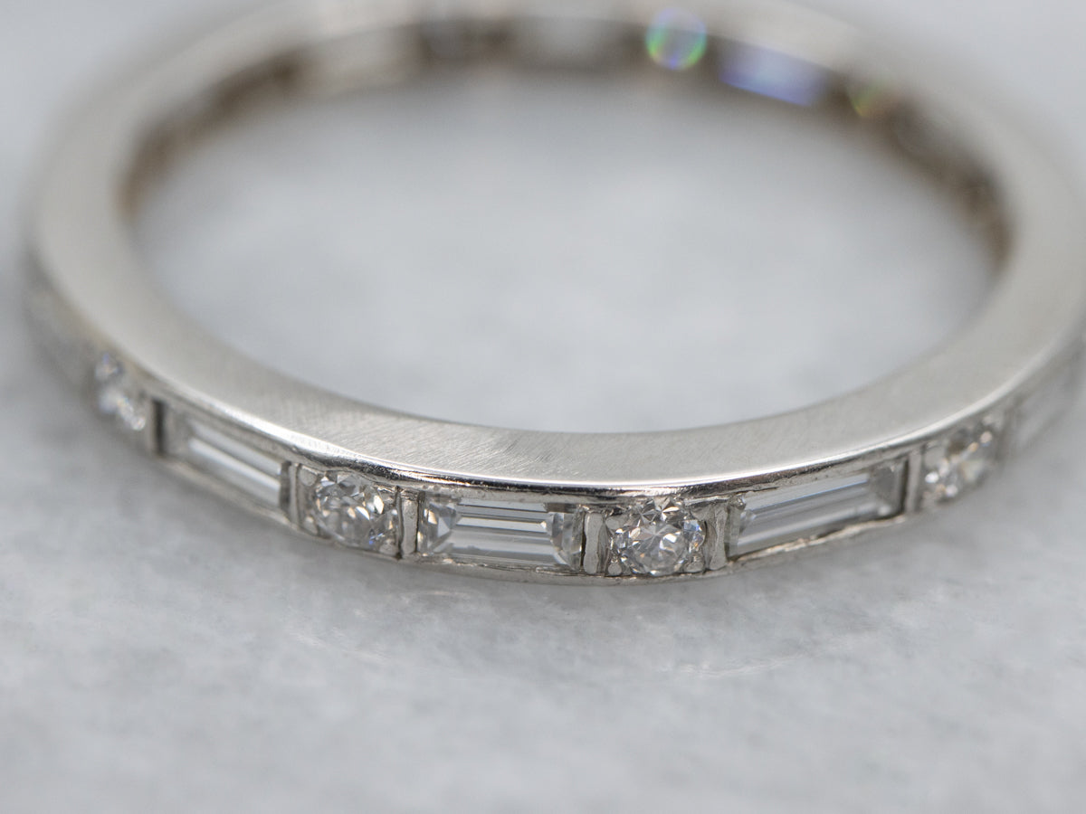 Mixed Cut Platinum and Diamond Eternity Band