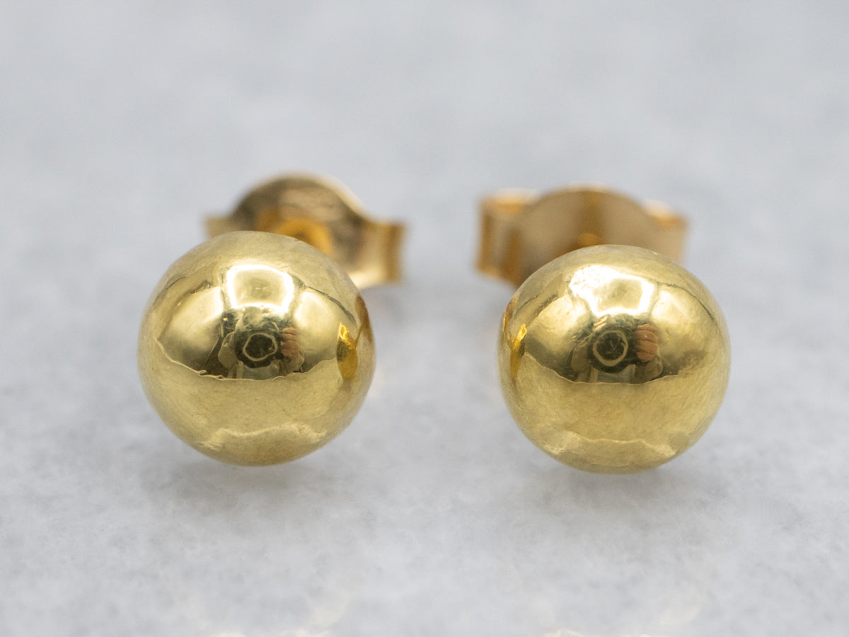 Polished Yellow Gold Half Dome Stud Earrings