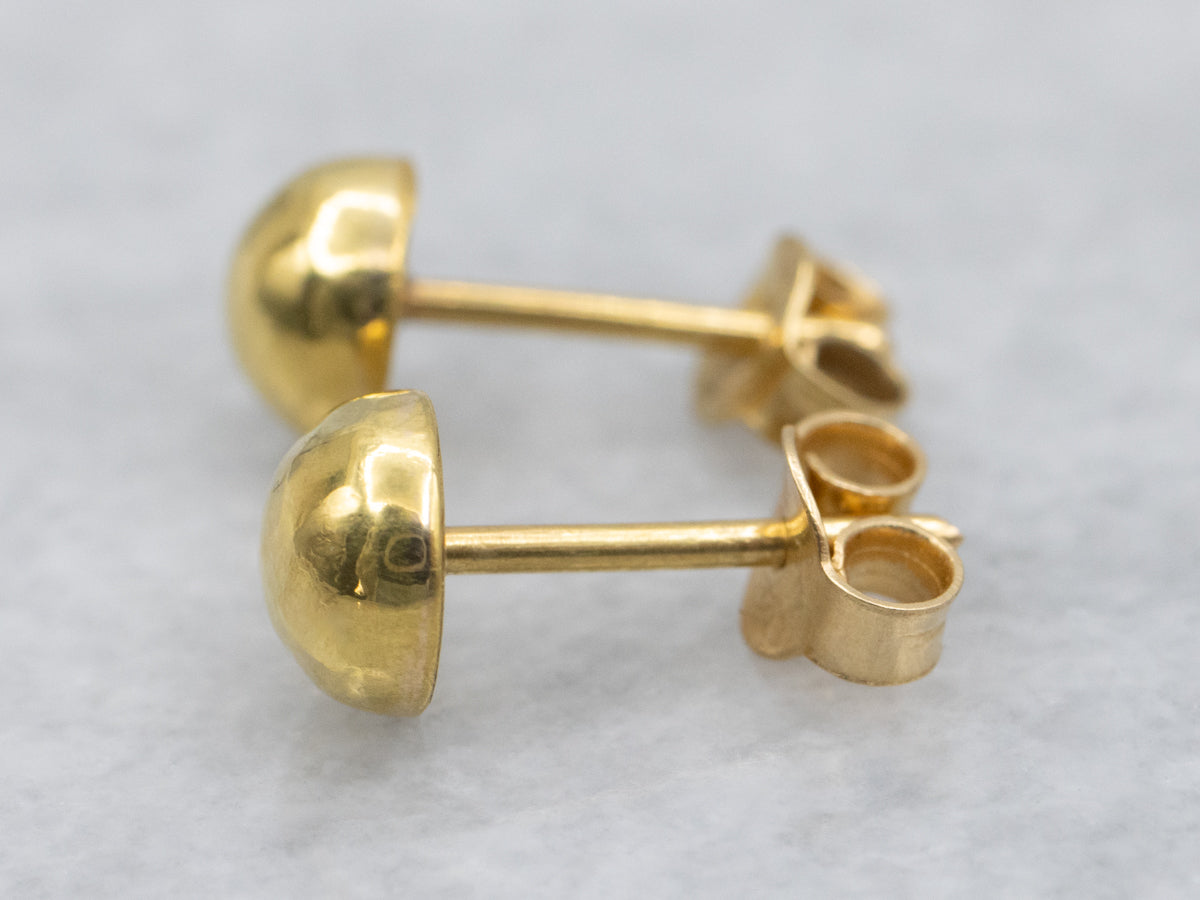 Polished Yellow Gold Half Dome Stud Earrings
