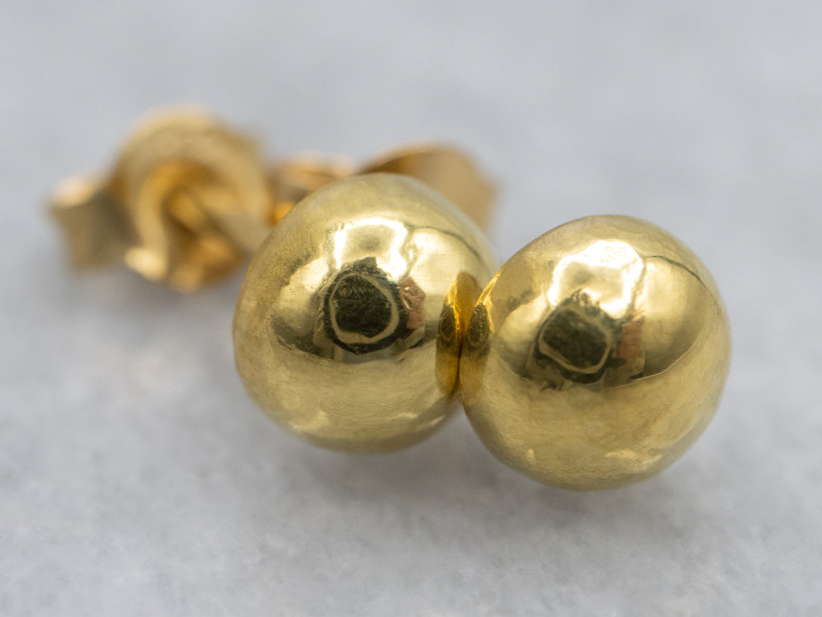 Polished Yellow Gold Half Dome Stud Earrings