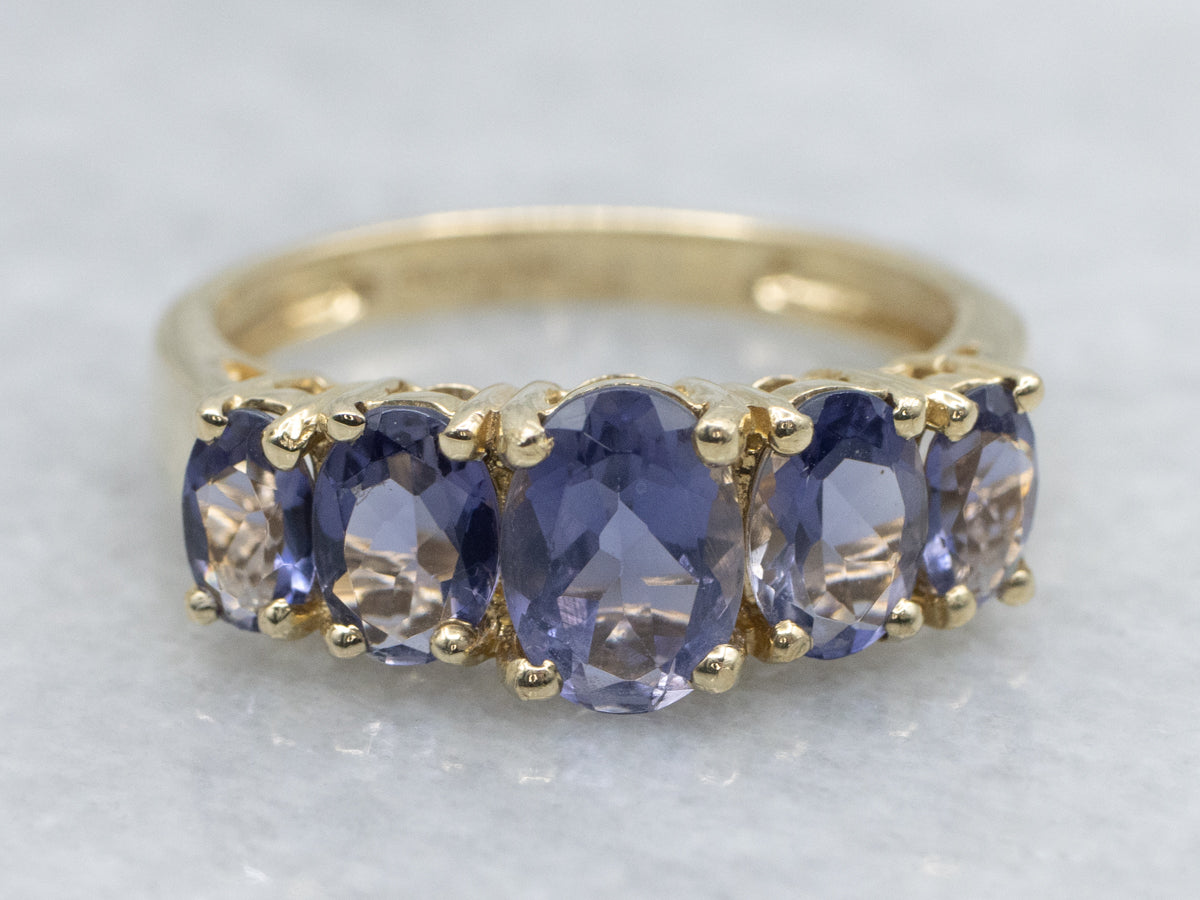 Oval-Cut Iolite Gemstone Ring