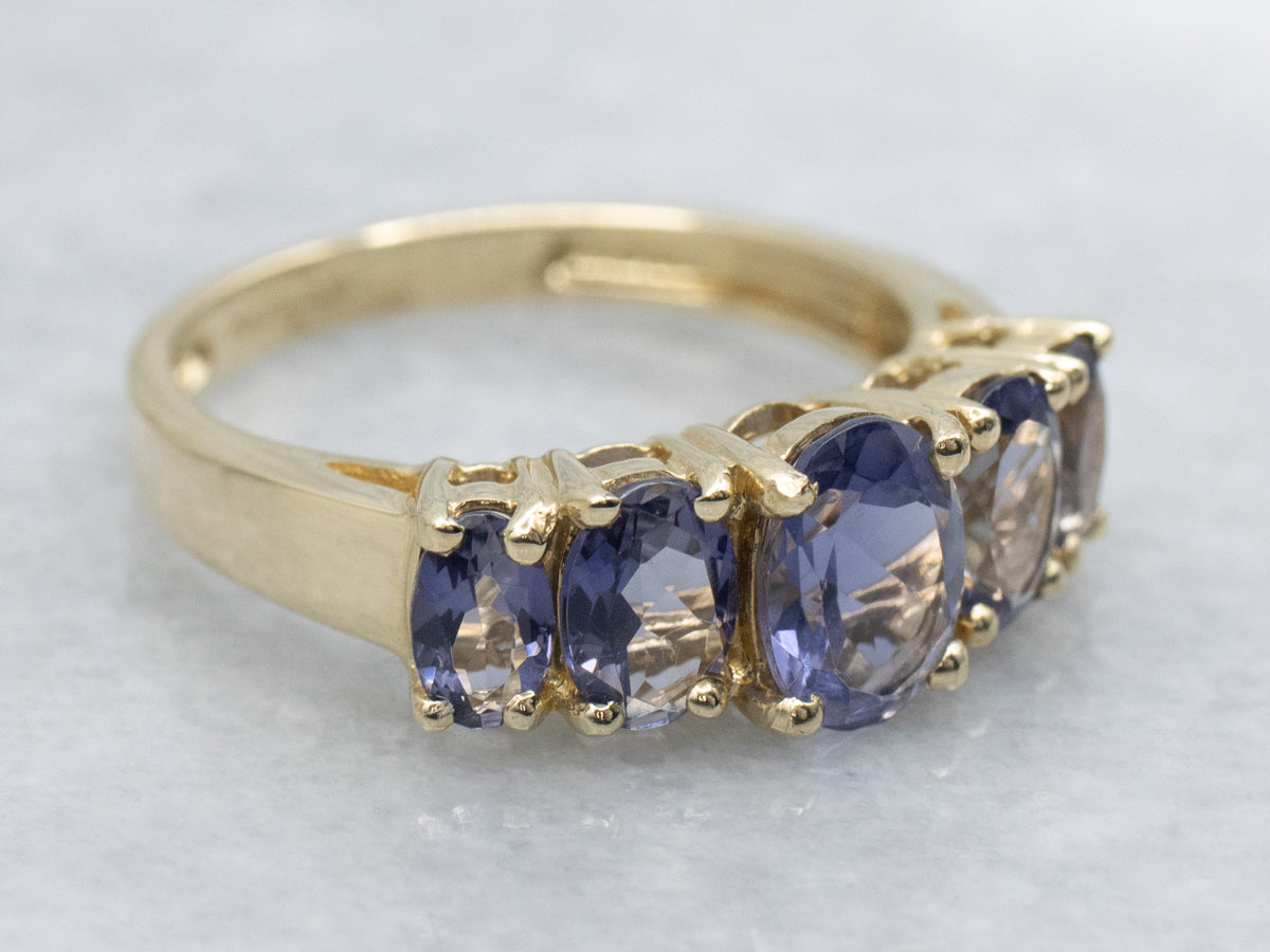 Oval-Cut Iolite Gemstone Ring