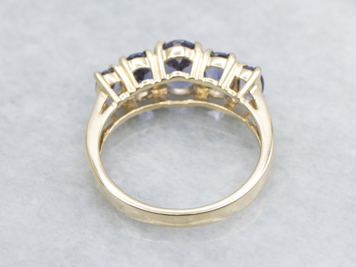 Oval-Cut Iolite Gemstone Ring