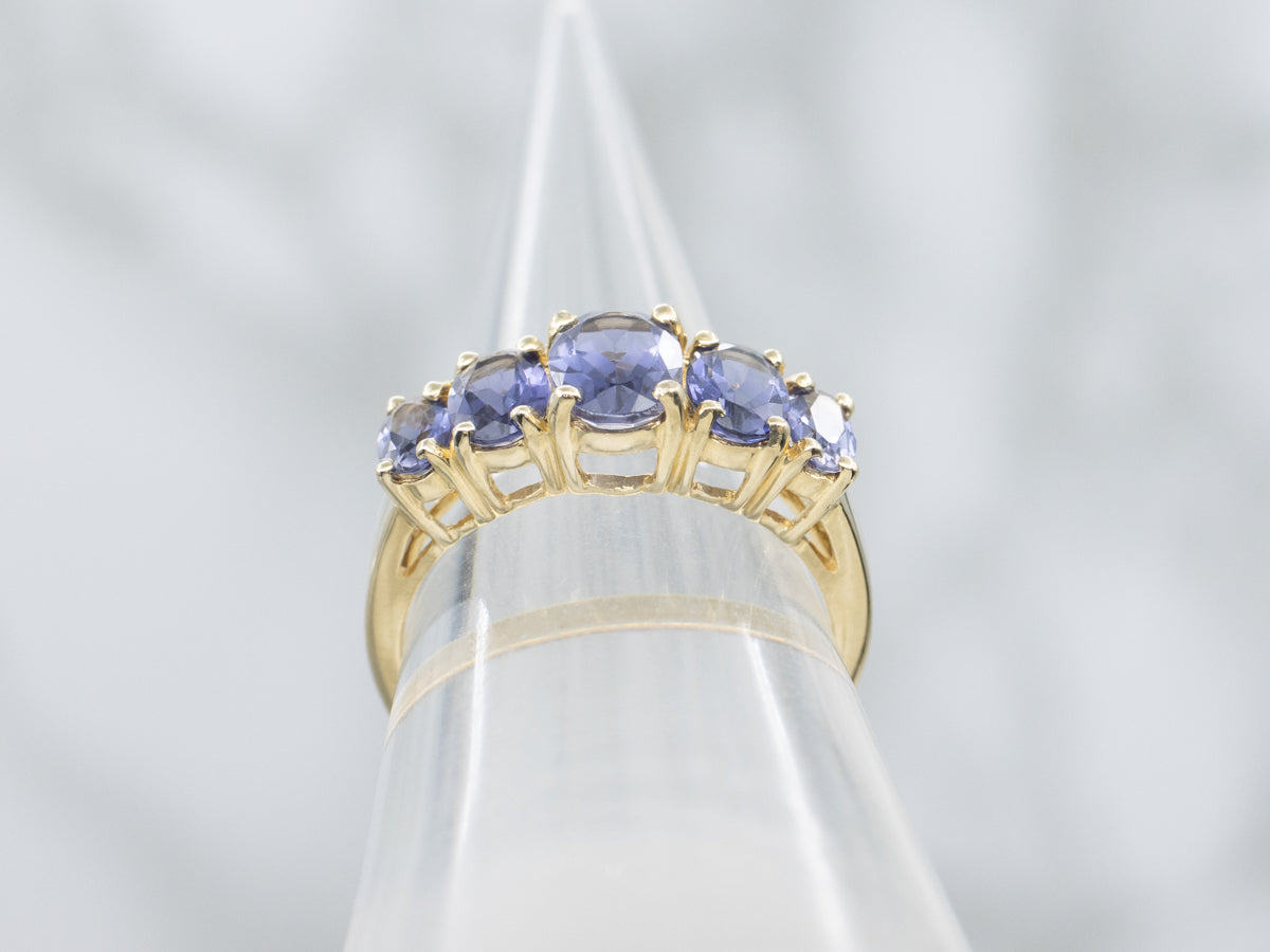 Oval-Cut Iolite Gemstone Ring